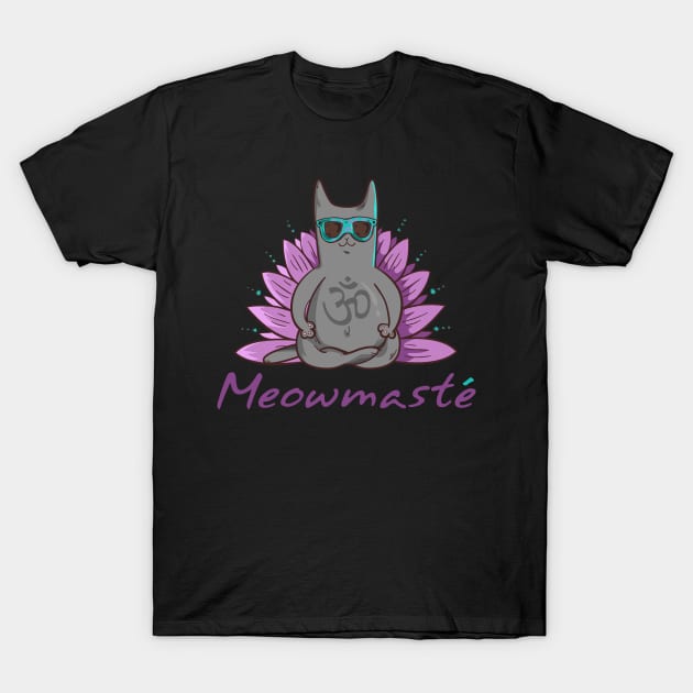 Meowmaste Cat Meditate T-Shirt by Moon Phase Design